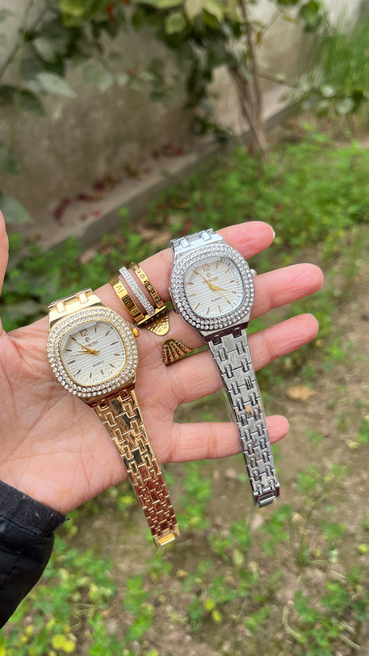 Quartz Diamond Stone Watch